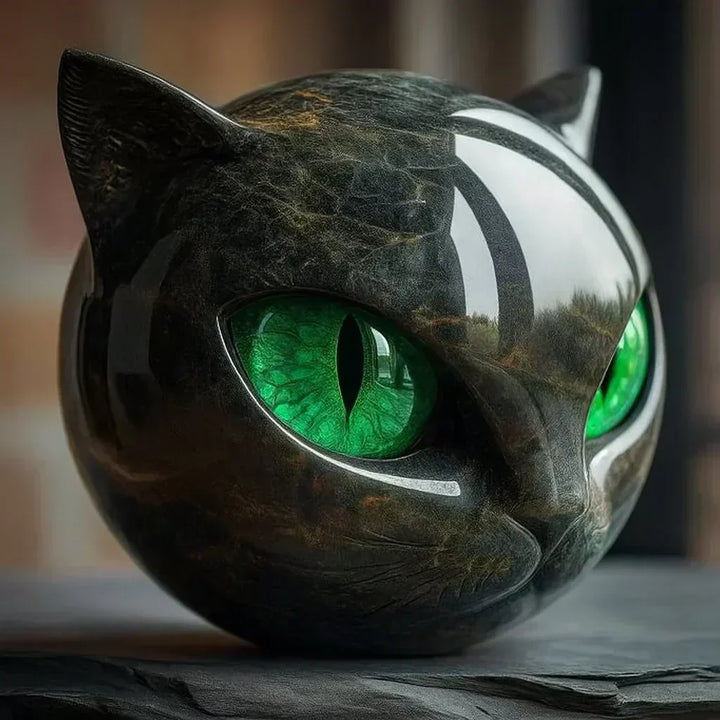 NyxCharm | Sculpture de Tête de Chat Noir Mystique