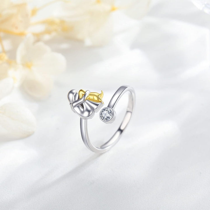 Anneau ajustable en argent 925 pour chien – Anneau fait à la main pour femme