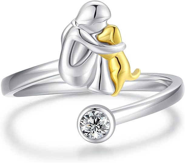 Anneau ajustable en argent 925 pour chien – Anneau fait à la main pour femme