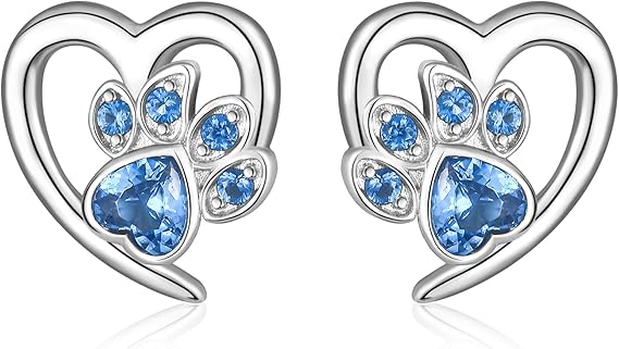 Boucles d'oreilles avec pattes et cœur – Bijoux pour les amoureux des animaux