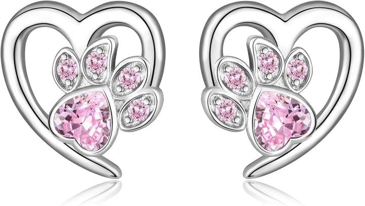 Boucles d'oreilles avec pattes et cœur – Bijoux pour les amoureux des animaux