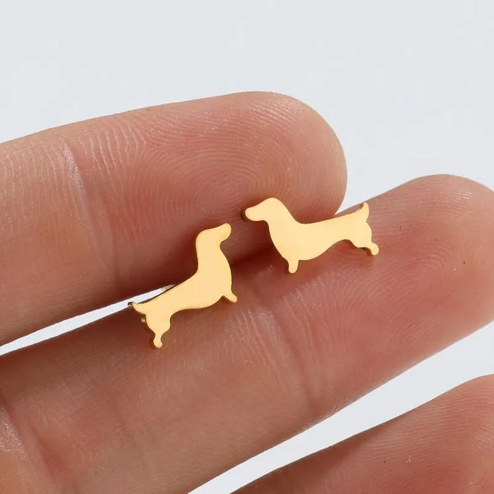 Boucles d'oreilles à clip Bassotto – Boucles d'oreilles minimalistes en forme de chien en métal