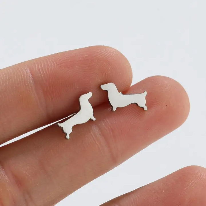 Boucles d'oreilles à clip Bassotto – Boucles d'oreilles minimalistes en forme de chien en métal