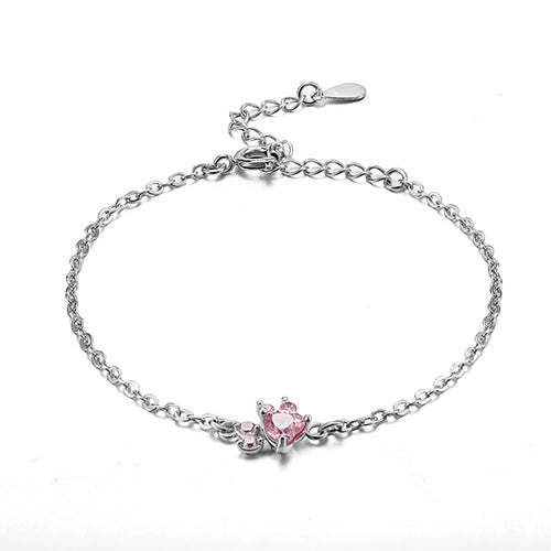 Ensemble de bijoux avec pattes pour femmes – 4 pièces | Or rose avec cœur en zirconia – Bague, collier, boucles d'oreilles et bracelet