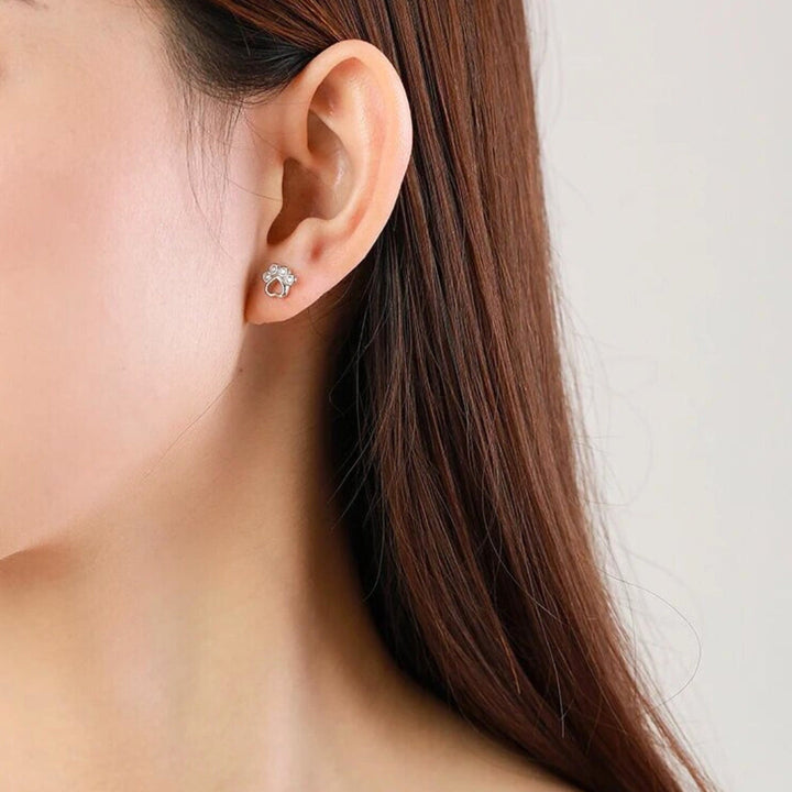 Boucles d'oreilles en forme de patte, fabriquées en argent 925 avec zirconia