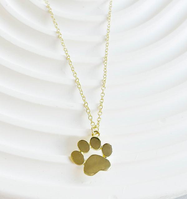 Collier avec Pendentif Patte en Or Vrai pour Amoureux des Chiens