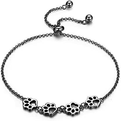 Bracelet en argent sterling avec empreinte de patte de chien – Ajustable