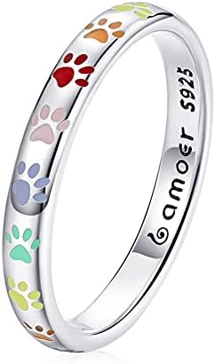 Anneau avec empreinte de patte en argent sterling S925