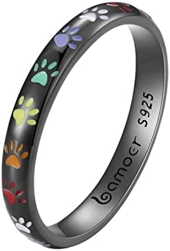 Anneau avec empreinte de patte en argent sterling S925