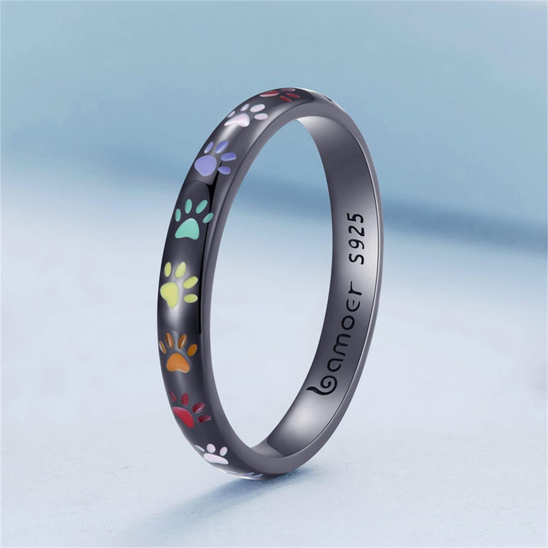 Anneau avec empreinte de patte en argent sterling S925