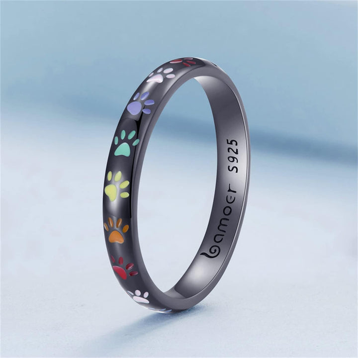 Anneau avec empreinte de patte en argent sterling S925