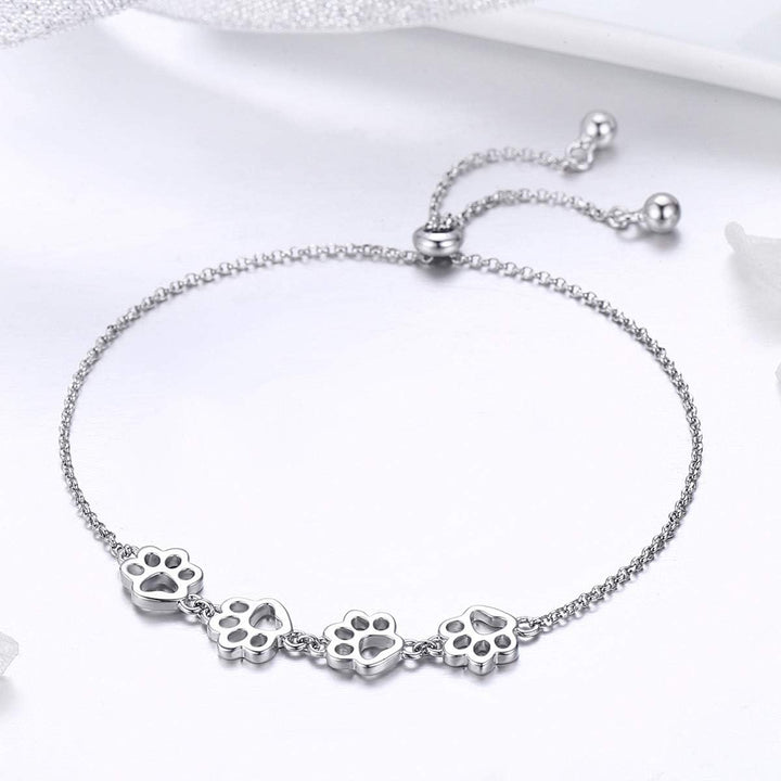 Bracelet en argent sterling avec empreinte de patte de chien – Ajustable