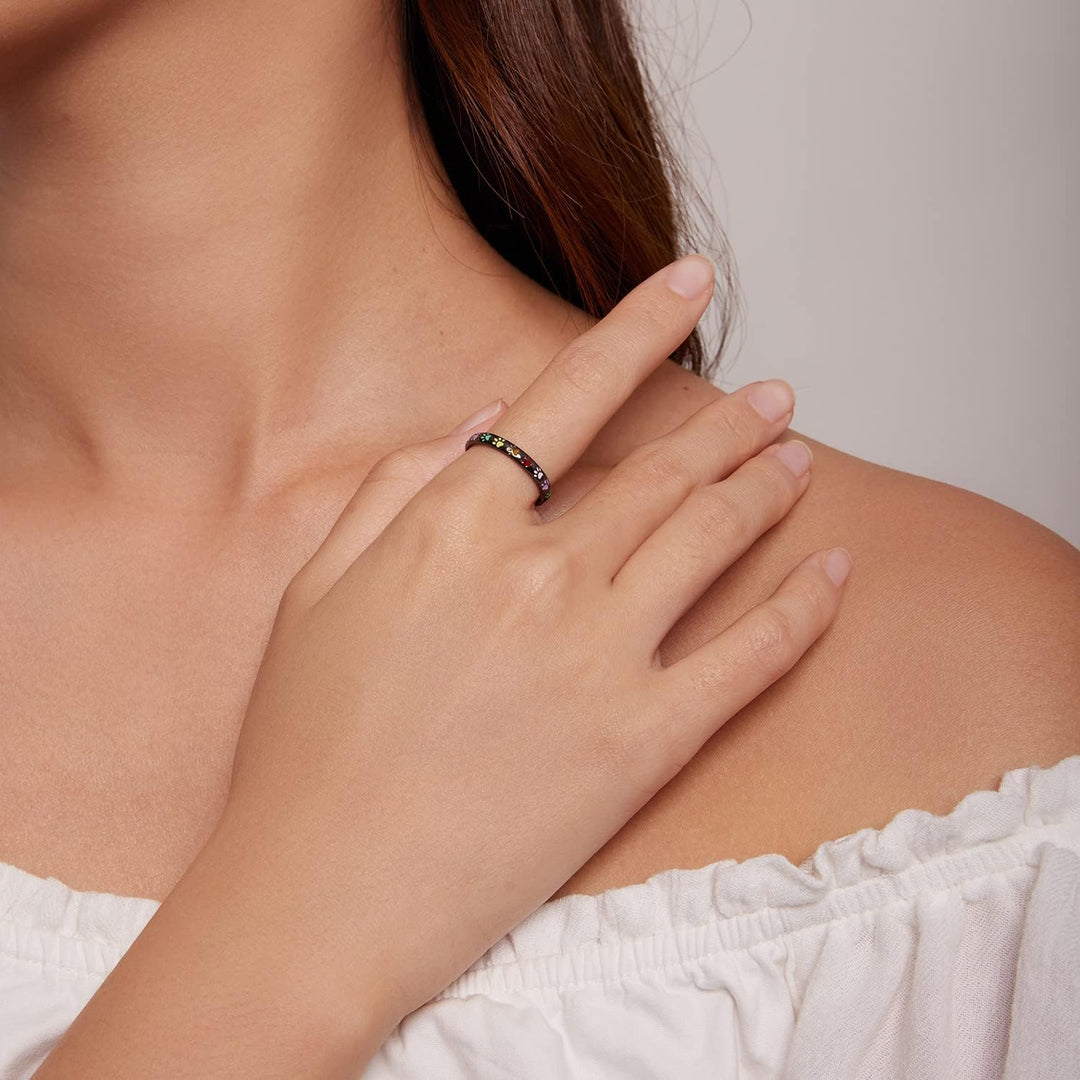 Anneau avec empreinte de patte en argent sterling S925