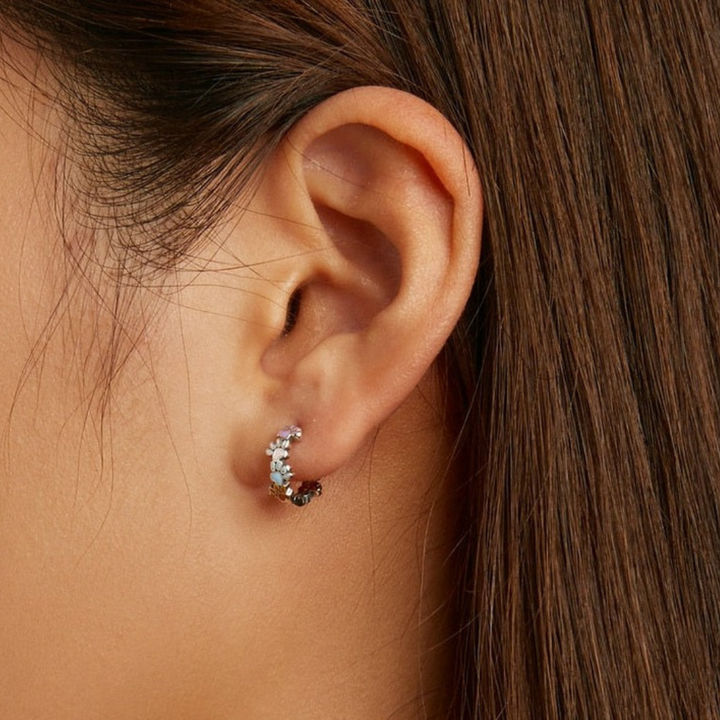 Boucles d'oreilles en forme de cercle Pattes colorées en argent sterling 925