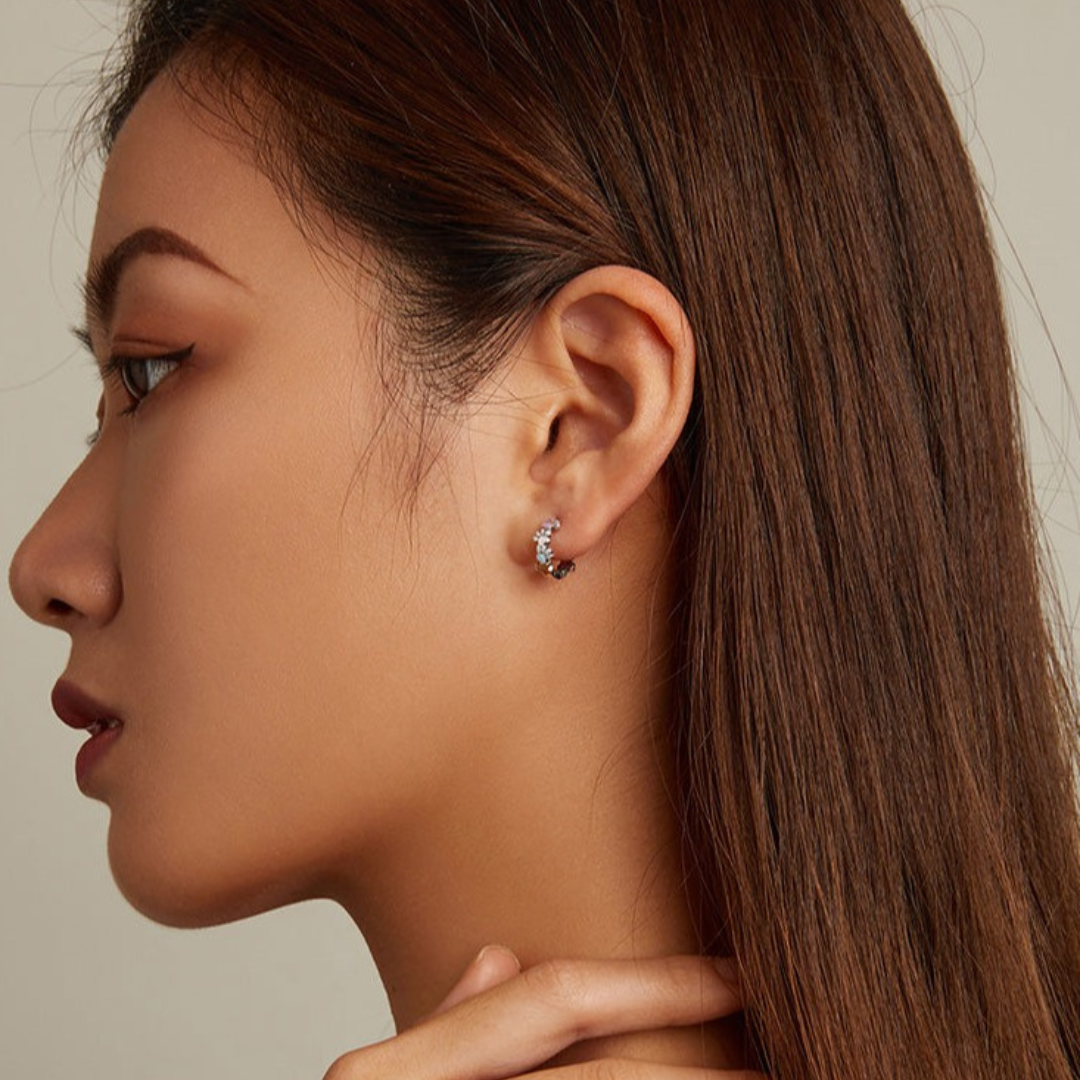 Boucles d'oreilles en forme de cercle Pattes colorées en argent sterling 925