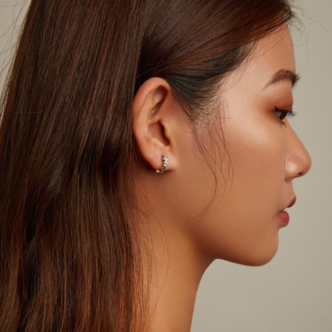 Boucles d'oreilles en forme de cercle Pattes colorées en argent sterling 925