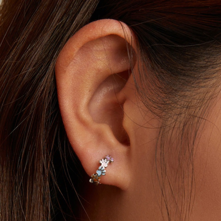 Boucles d'oreilles en forme de cercle Pattes colorées en argent sterling 925