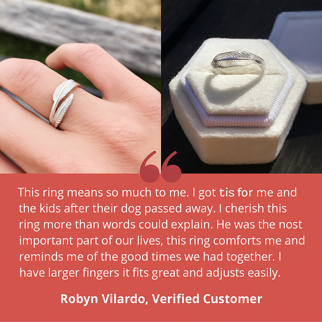 Anneau réglable avec plume d'un ange