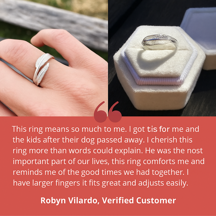 Anneau réglable avec plume d'un ange