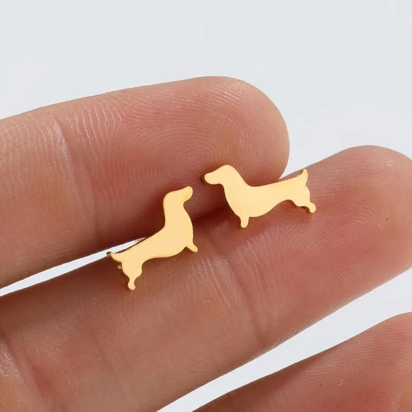 Boucles d'oreilles à clip Bassotto – Boucles d'oreilles minimalistes en forme de chien en métal