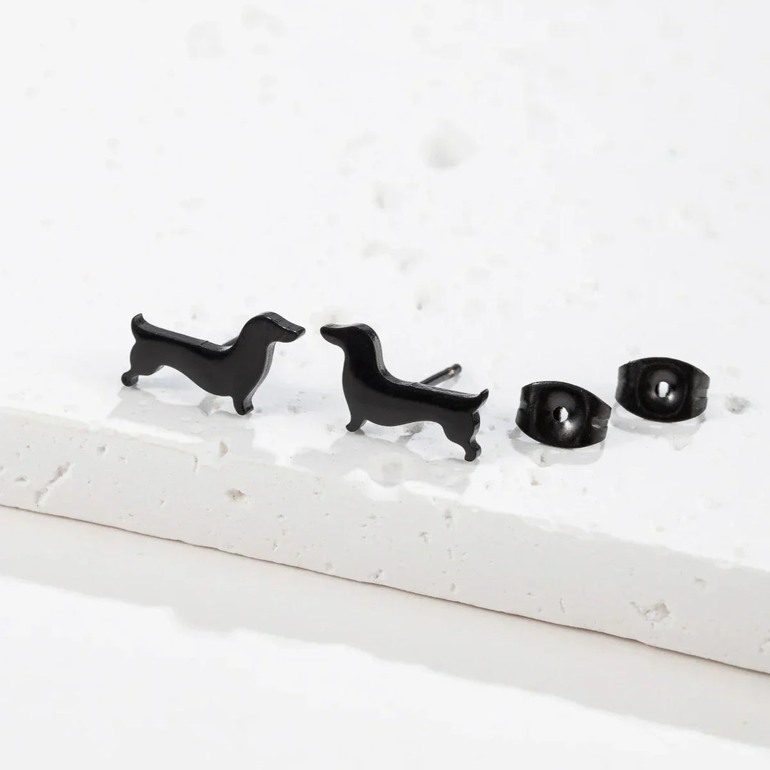 Boucles d'oreilles à clip Bassotto – Boucles d'oreilles minimalistes en forme de chien en métal
