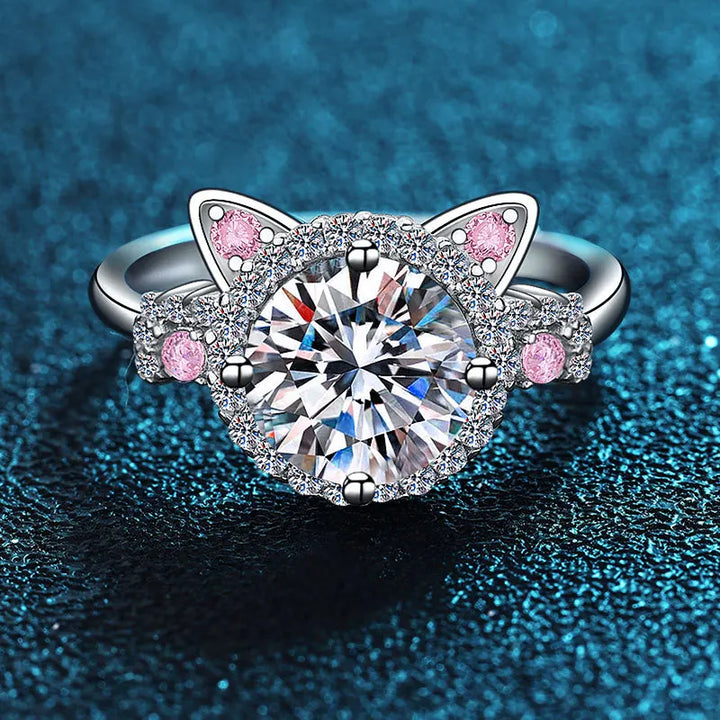 Bague réglable pour chat avec zircons – Bague mignonne pour femme