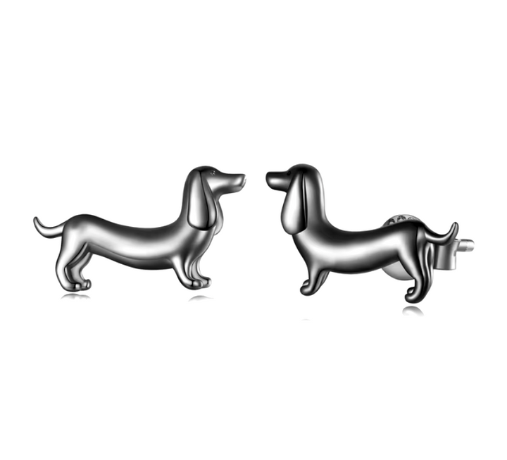Boucles d'oreilles à chien Wiener en argent 925