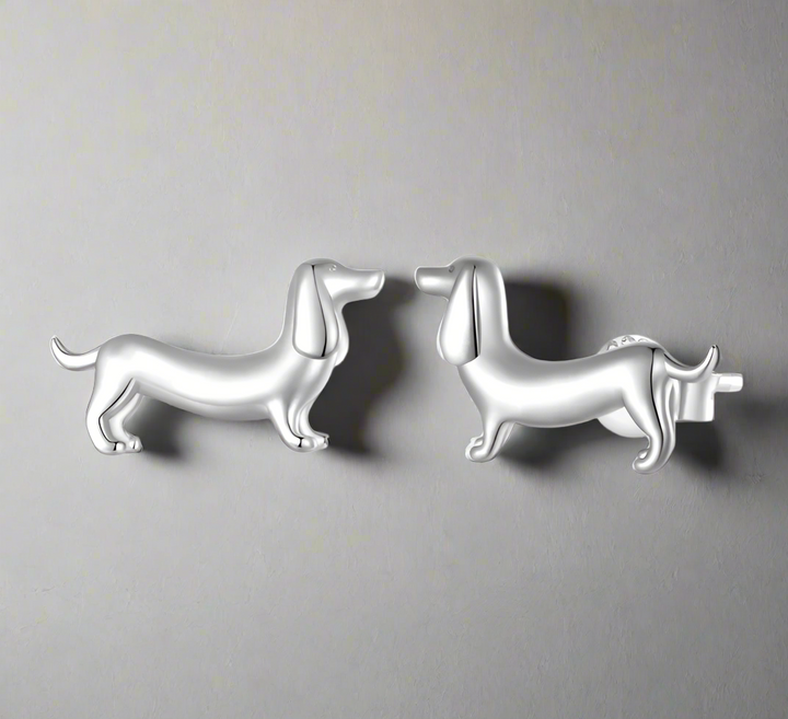Boucles d'oreilles à chien Wiener en argent 925