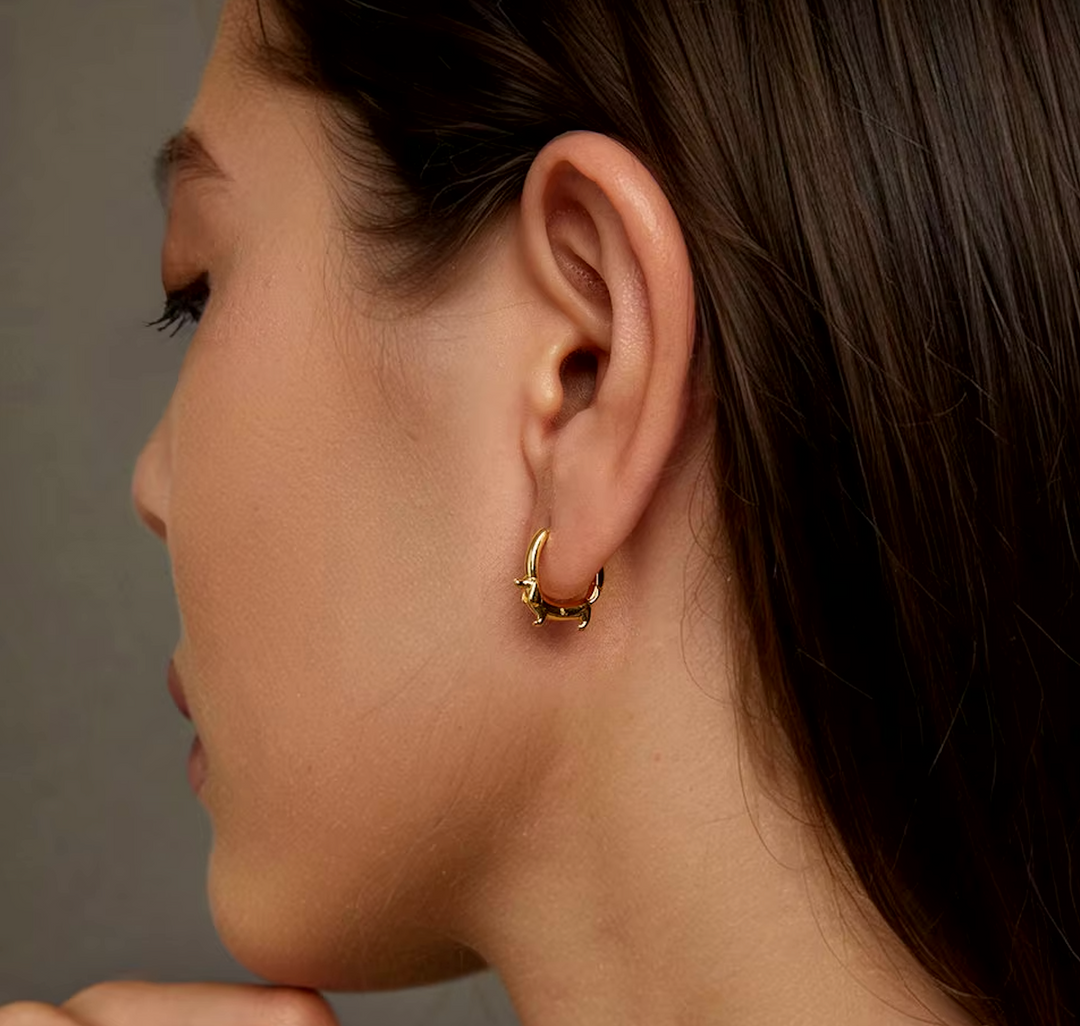 Boucles d'oreilles cercle avec teckel en argent 925