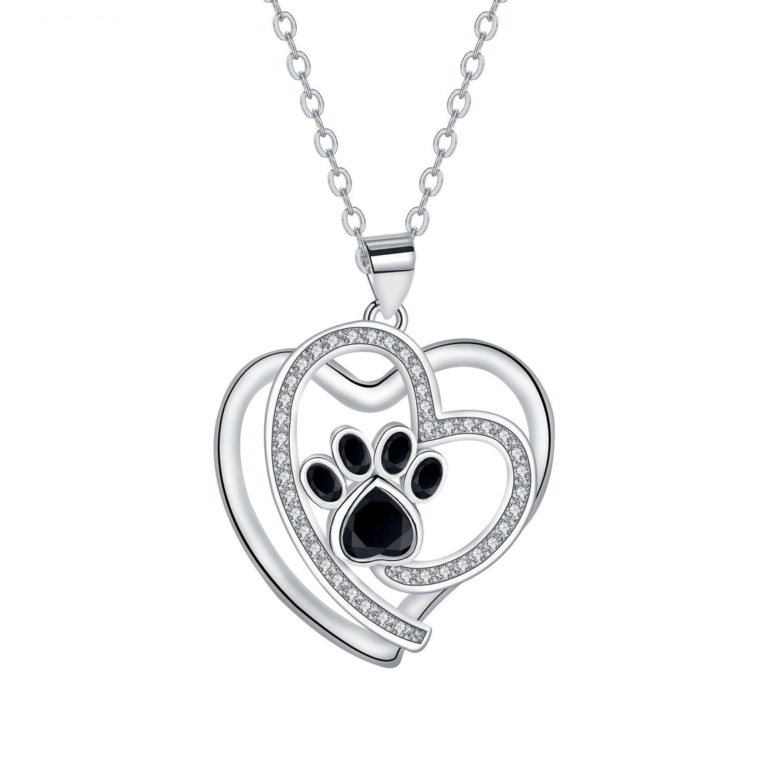 Collier Loving Paw en argent avec zirconium