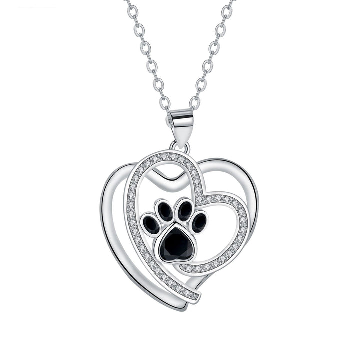 Collier Loving Paw en argent avec zirconium