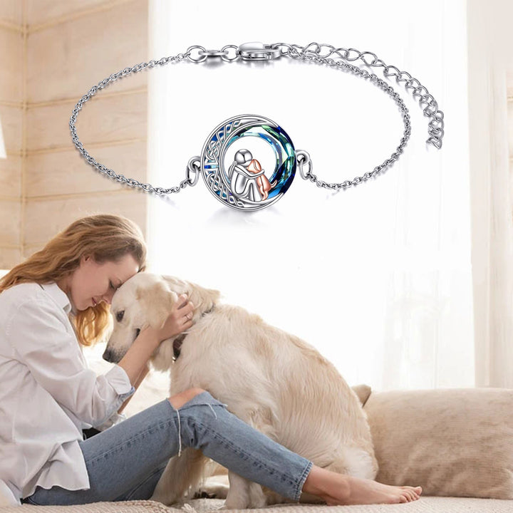 Bracelet de la Chance Ajustable en Argent Sterling 925 avec Motif de Chien