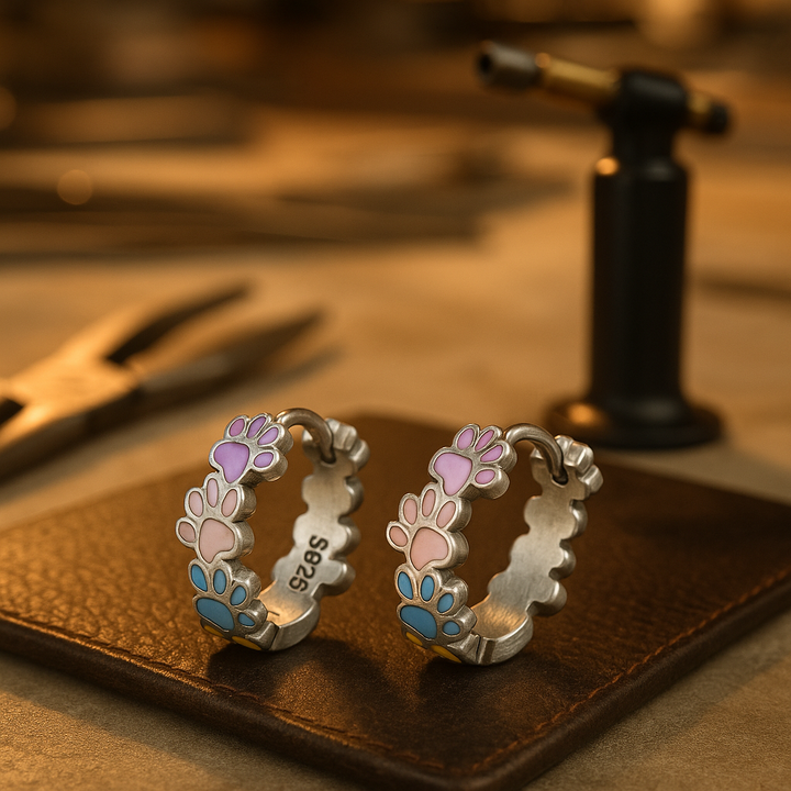 Boucles d'oreilles en forme de cercle Pattes colorées en argent sterling 925