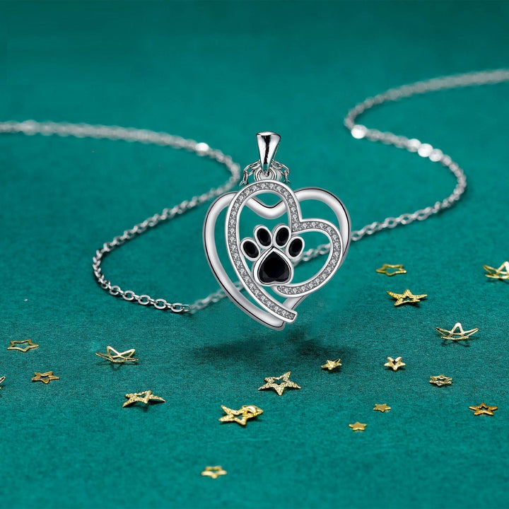 Collier Loving Paw en argent avec zirconium