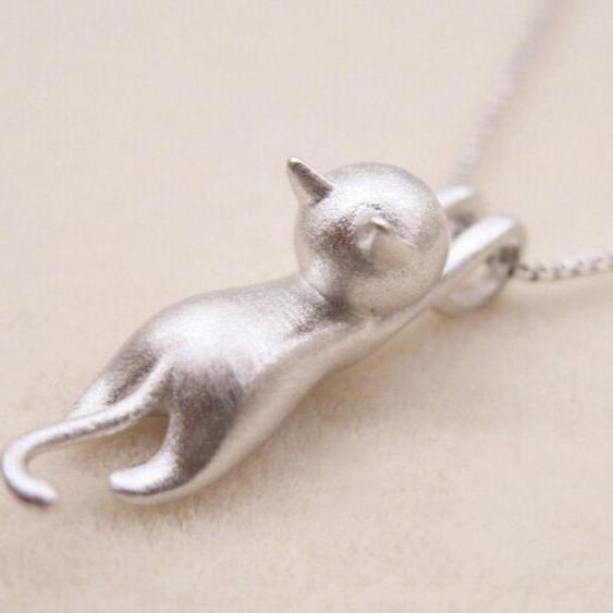 Collier avec Chat Joueur en Argent Sterling 925